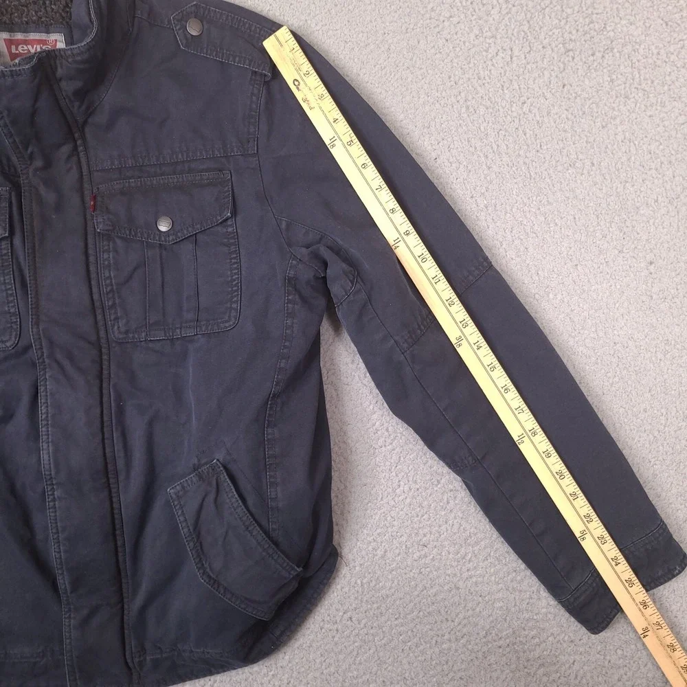 Levis Jacket Mens Small‎ Navy Blue Sherpa Lined Utility Grunge (Zipper Broken)
